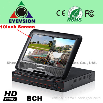 10.1 Inch LCD 8CH H. 264 Network DVR Security DVR (EV-S1003-8CH)